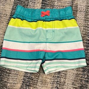 Cat & Jack Blue and Yellow Swim Trunks Vibrant Stripes